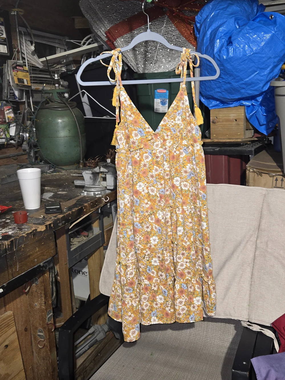 Mustard Floral A-Line Maxi Skirt with Smocked Waist
